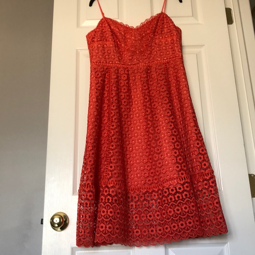 J. Crew orange/red eyelet dress
